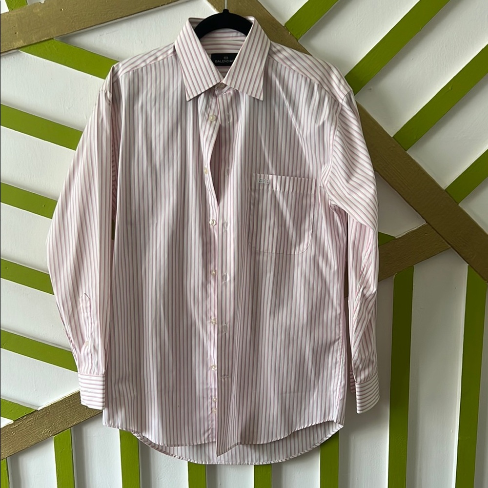 Balenciaga Pink Striped Dress Shirt
